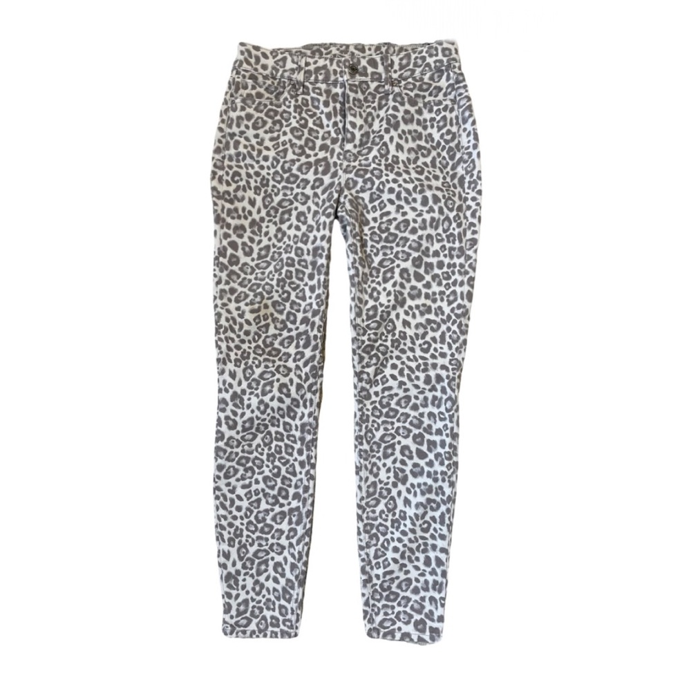 White House Black Market‎ Skinny Ankle Leopard Jeans Womens Grey 28 $76
